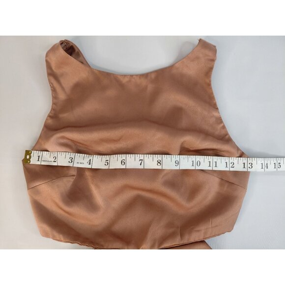 Hello Molly XS Cutout Satin Midi Dress Copper US 2 - Picture 8 of 11